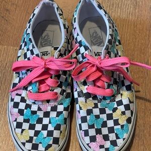 Vans Kids' Checkered Sneakers with Pink and Teal Accents